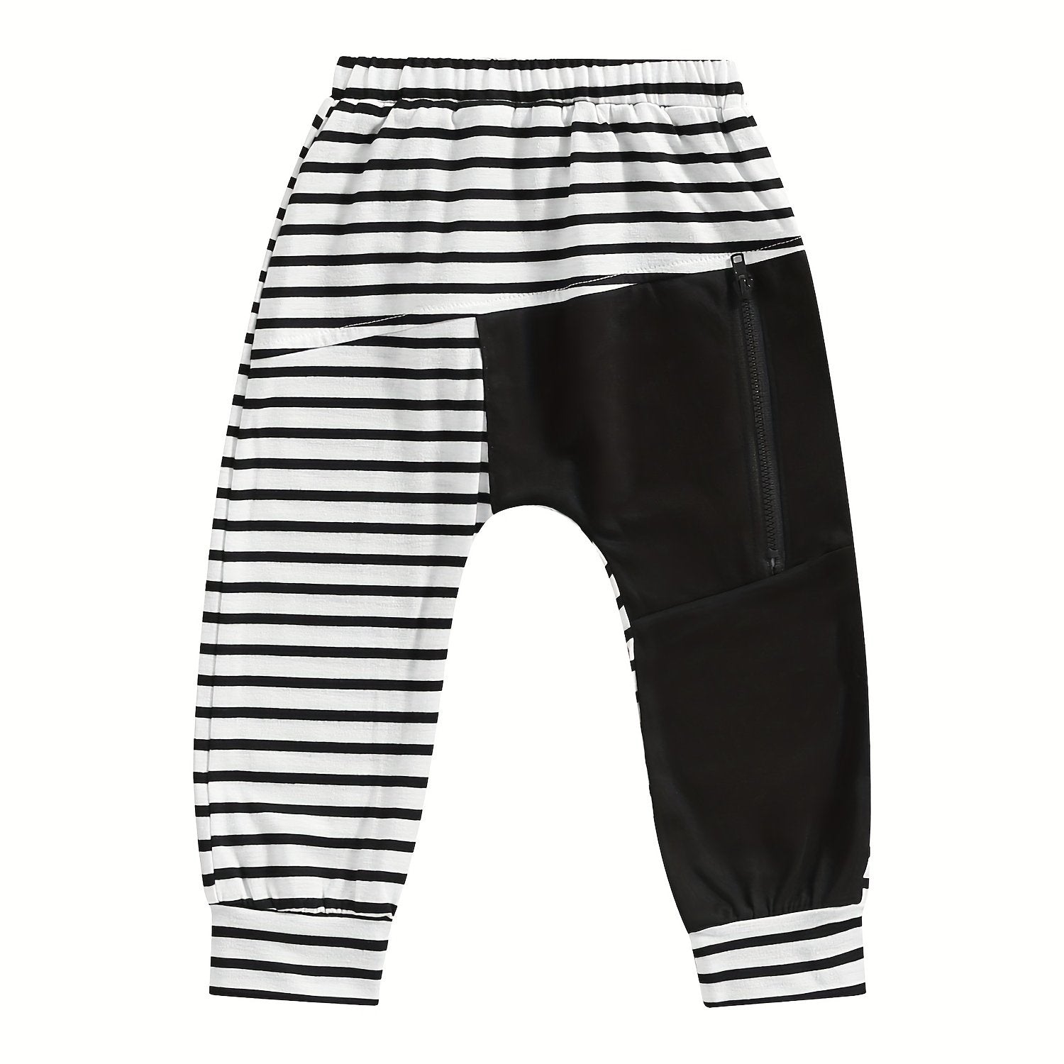 Boys Striped Zip Up Long Pants for Spring and Autumn