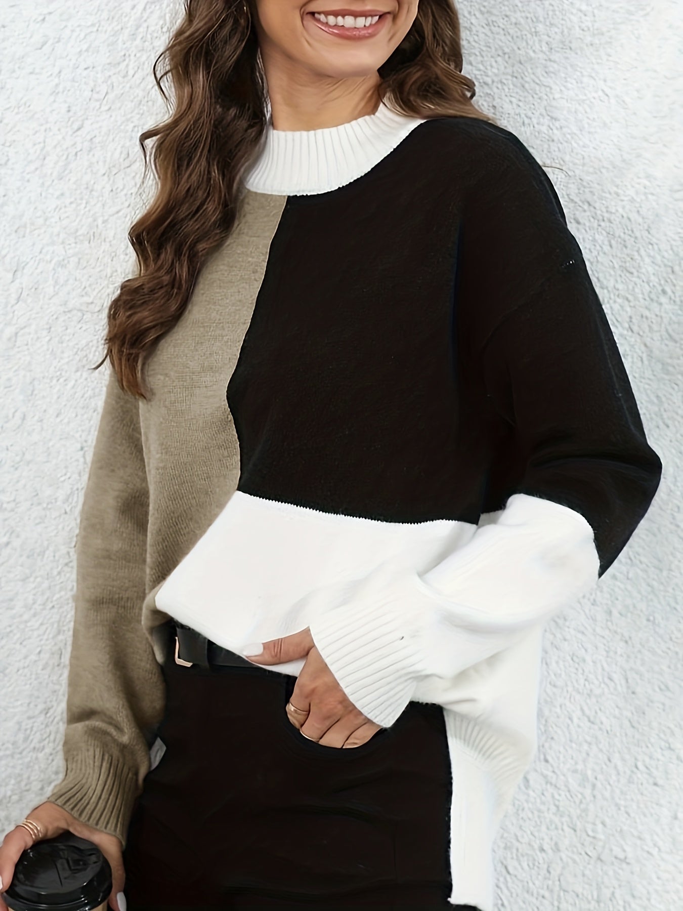 Colorblock Long Sleeve Knit Top