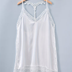 Lace Slip Nightdress V Neck Backless Sleep Dress Women's Sleepwear Dress