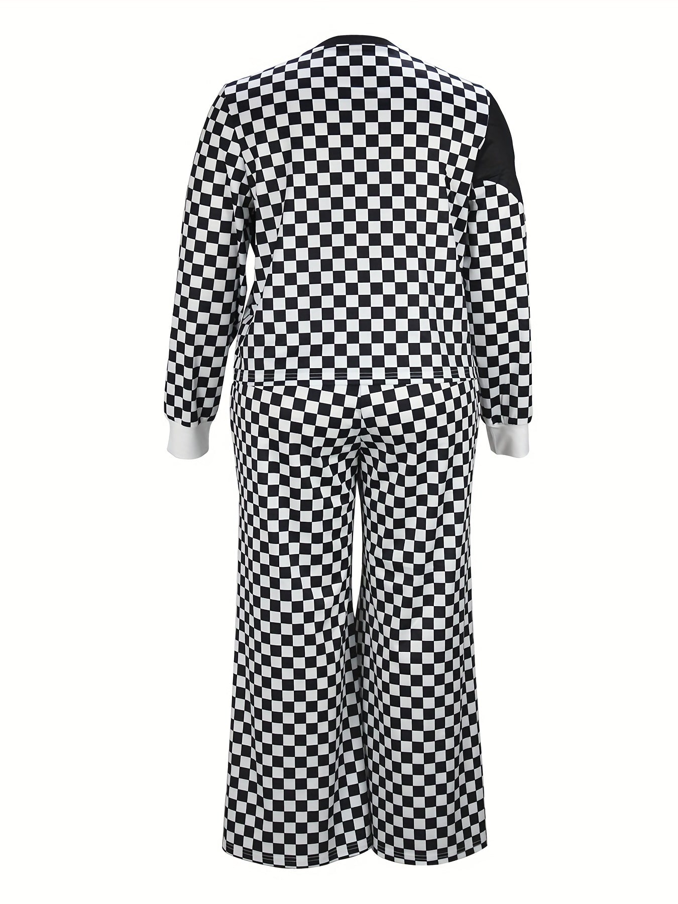 Funny Face & Checkerboard Print Top & Pants Set