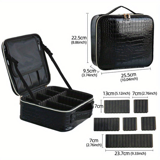 Large Travel Makeup Train Case Cosmetic Bag Organizer with Adjustable Dividers