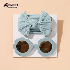 Solid Headband Sunglasses Combo Bowknot Hair Bands for Girls Children