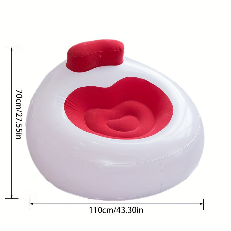Heart Shape Inflatable Lazy Sofa with Backrest Flocking Lounge Chair
