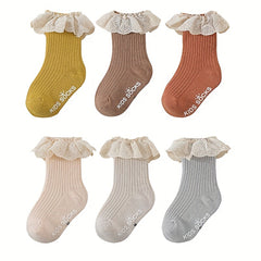 Girls Lace Trim Short Crew Socks Breathable Comfortable Princess Socks