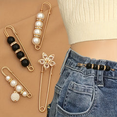 Vintage Faux Pearls Waistband Pin for Women Clothing Dresses