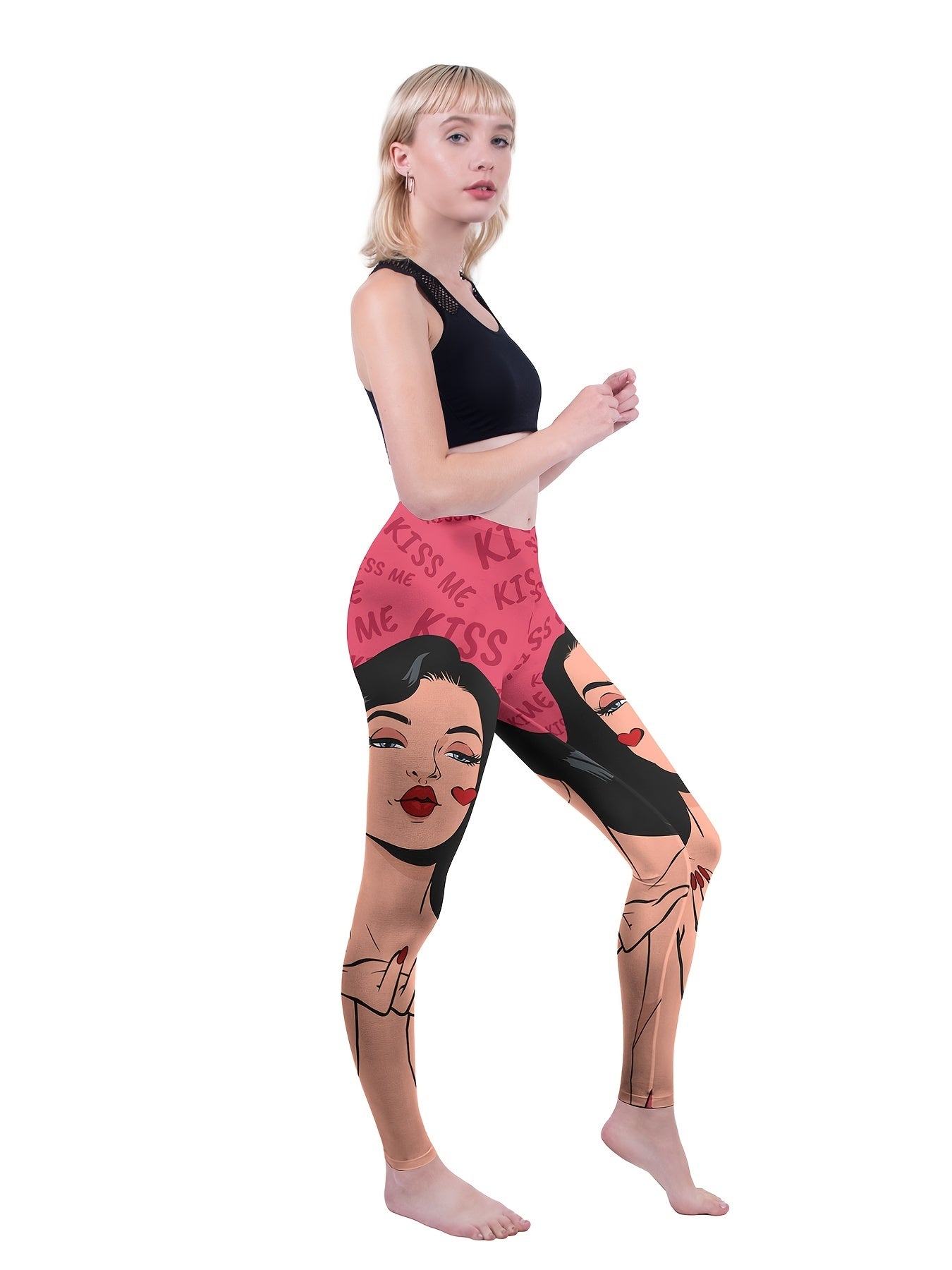 Figure Print Skinny Leggings High Waist Yoga Leggings Women's Clothing