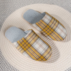 Men's Comfy Plaid House Slippers Anti-Skid Indoor Shoes