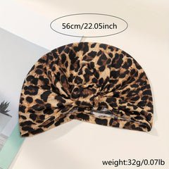 Leopard Print Turban Cap Head Wrap Elastic Hijab Bonnet Women Bandana