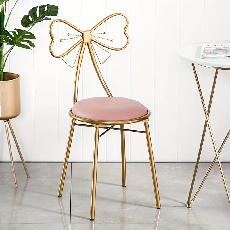 Makeup Vanity Girl Chair Stool Bedroom Bow Knot Backrest Side Table Seat Dressin