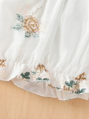 Mesh Flower Embroidery Hat & Ruffled Set for Kids