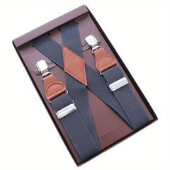 Men's X-Shaped 4 Buckles Elastic Belt Strap Suspender