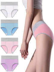 4 Pcs Women's High Waist Cotton Panties