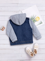 Baby Boys Denim Splicing Hooded Jacket Button Coat Toddler Clothes