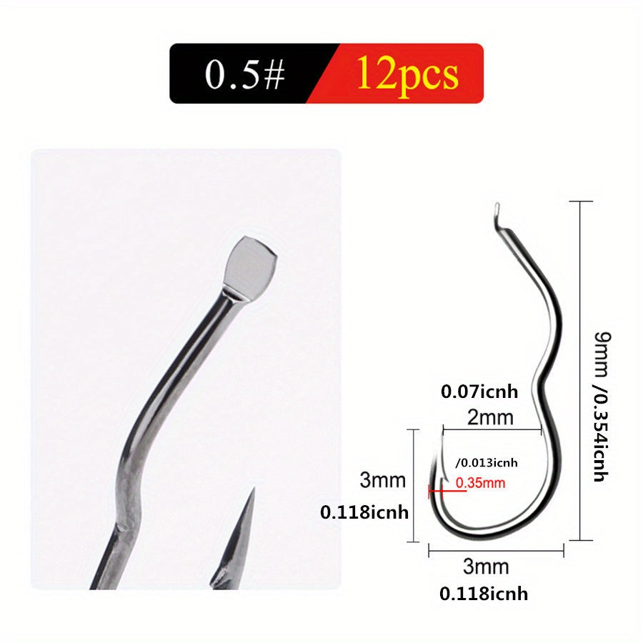 12pcs High Carbon Steel Fishing Hook for Carp Fishing Sizes 0-13