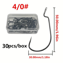 30pcs High Carbon Steel Fishing Hooks Barbed for Soft Worm Bait Tackle