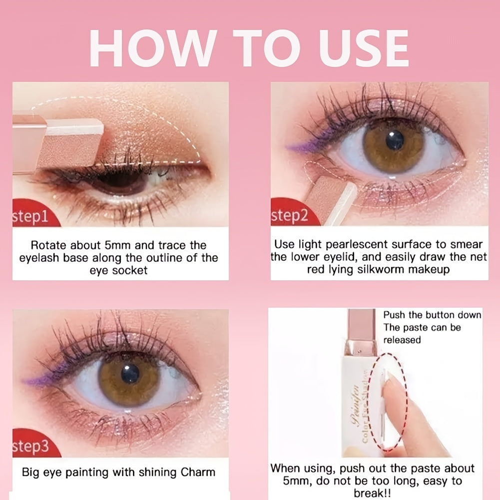 Glitter Gradient Eye Shadow Stick Waterproof Long Wear Eye Shadow Pen