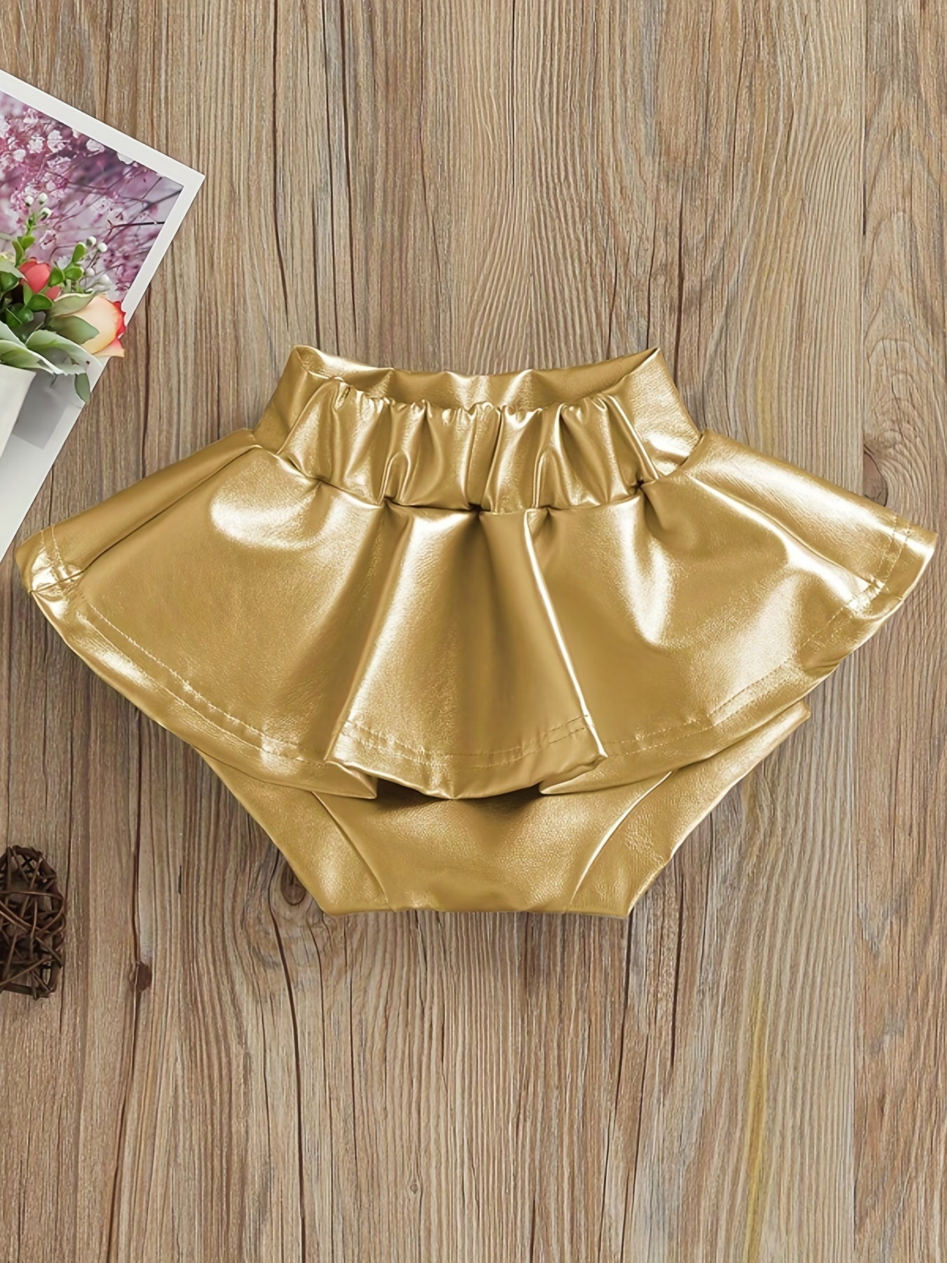 Baby Girl Pleated Skirt Girls PU Leather Skirt Toddler Tutu