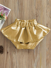 Baby Girl Pleated Skirt Girls PU Leather Skirt Toddler Tutu