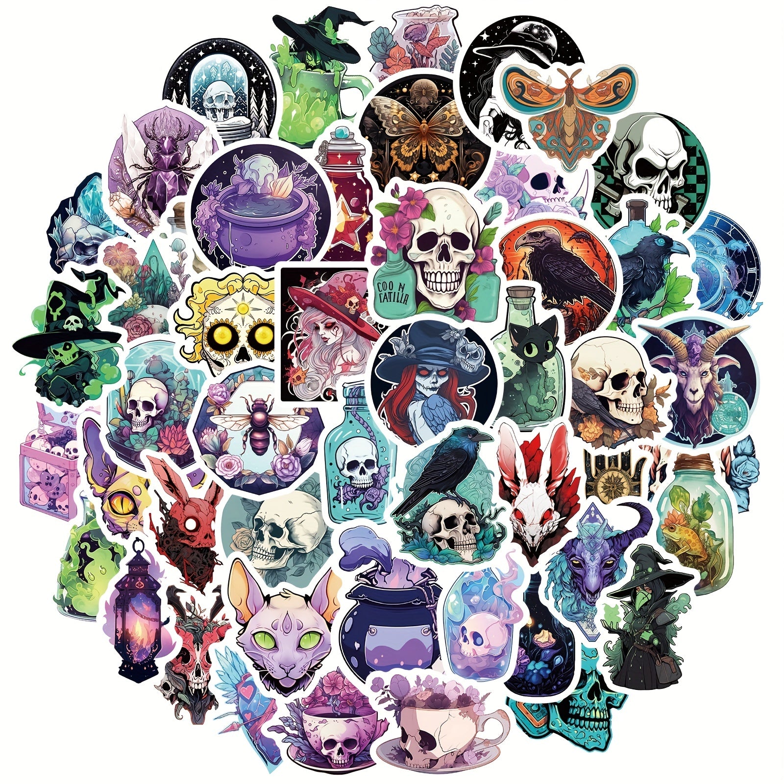 50pcs Pharmacist Vinyl Sticker Pack Waterproof Skull Decals Girls Teens Adults
