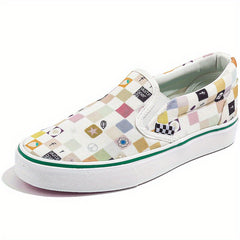 Women's Checkered Canvas Slip-On Skate Shoes