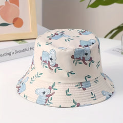 Koala Print Reversible Bucket Hat Cartoon Lightweight Basin Hat