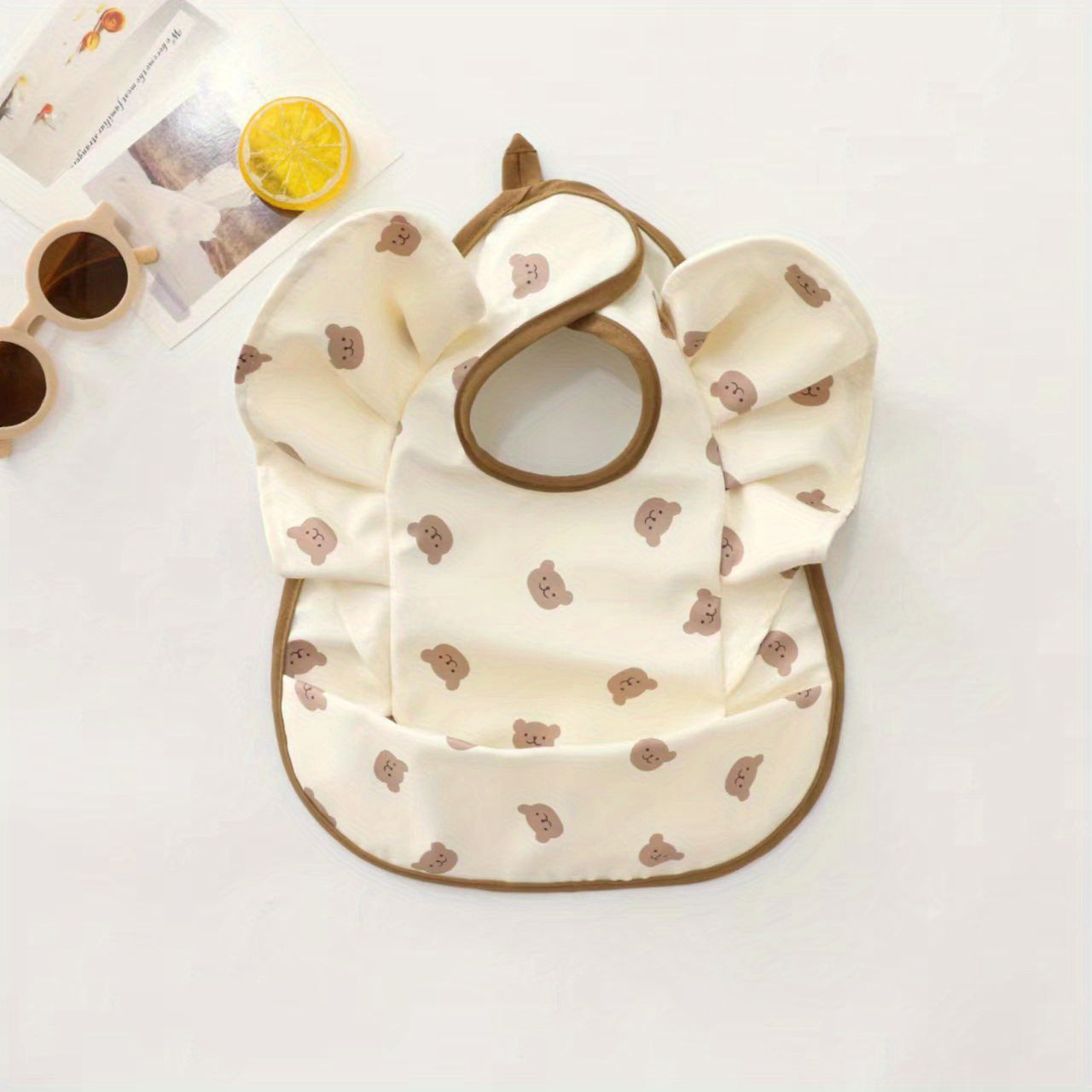 Waterproof Baby Bib Sleeveless With Pocket Bear Lemon Pattern