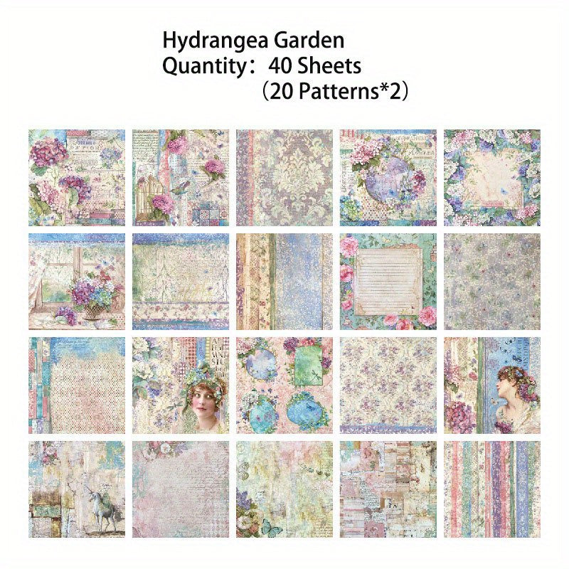 40 Sheets Vintage Lace Scrapbook Paper, Non-Sticky Square Background Paper