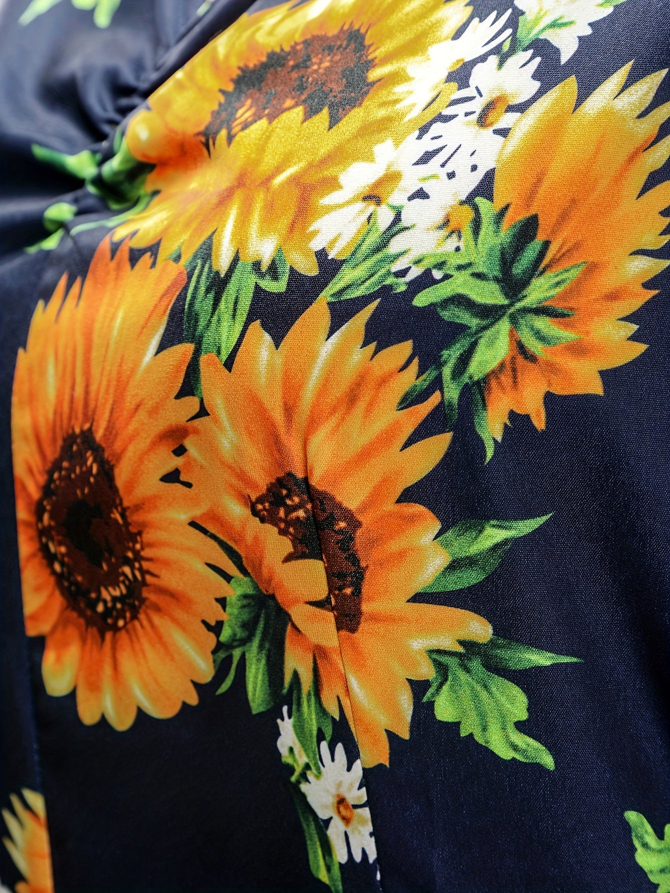 Women's Plus Sunflower Print Sweetheart Neck Cocktail Party Dress With Belt