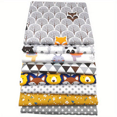 8pcs Animal Fat Quarters Fabric Bundles Cat Dog Pattern Cotton Fabric Squares