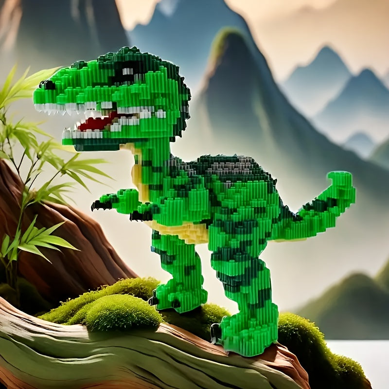 Green Dinosaur Building Blocks 3D Puzzle with Realistic Feathers & Teeth