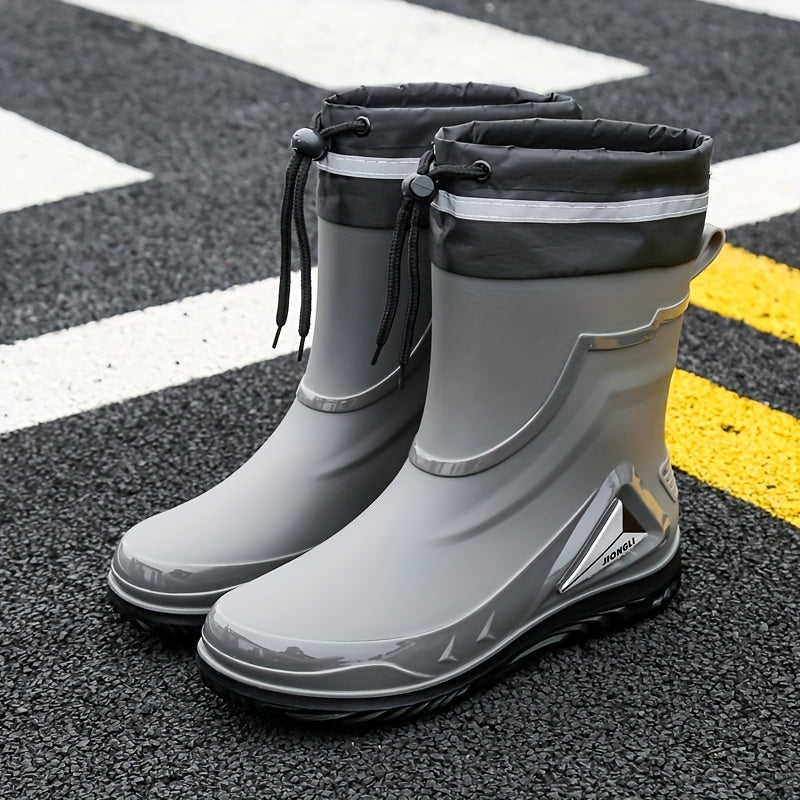 Men's PVC Rain Boots Slip On Waterproof Comfy Rain Shoes