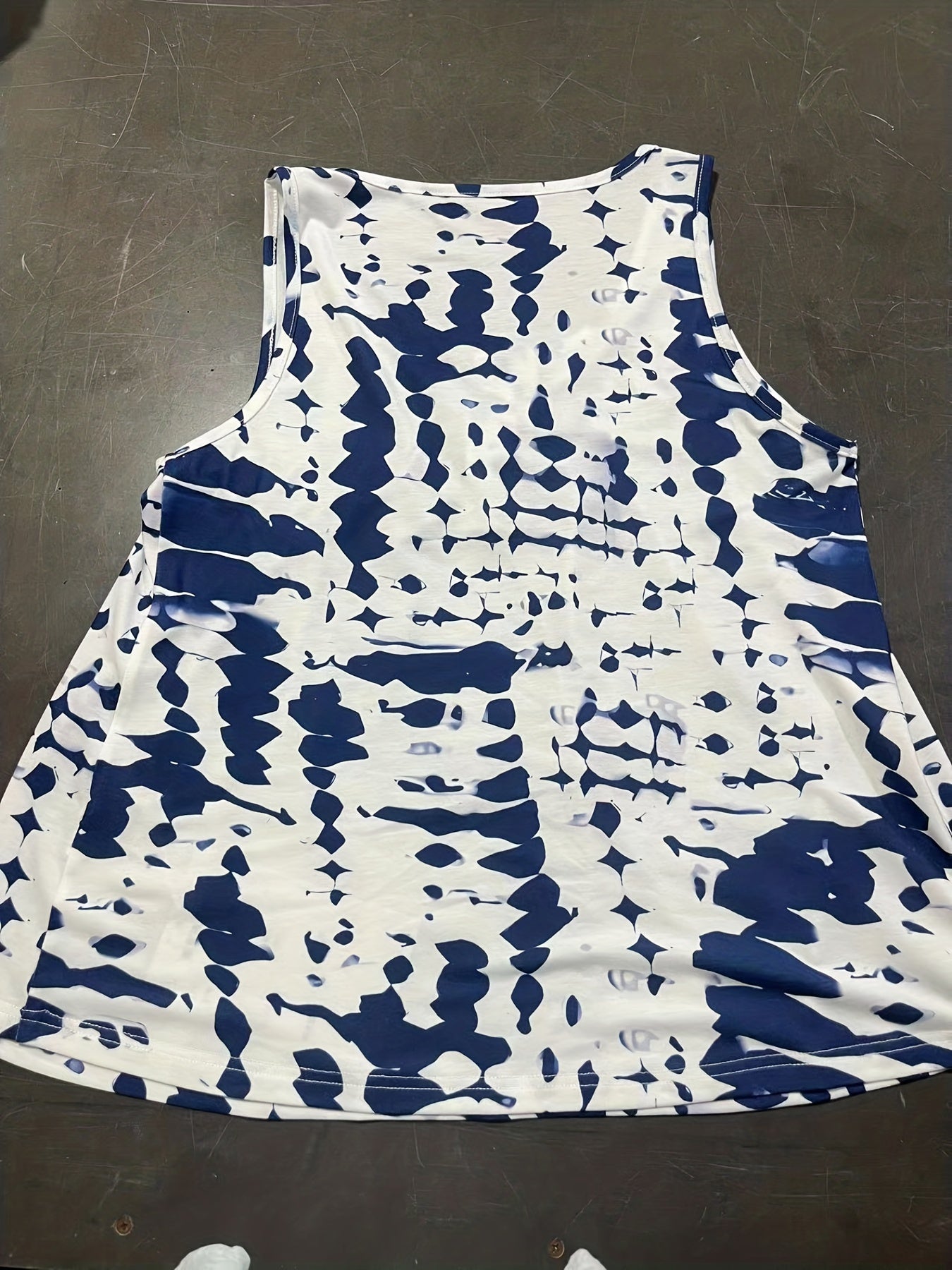 Tie Dye Tank Top Sleeveless Crew Neck Casual Summer Women's Clothing