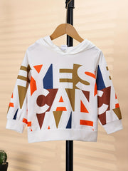 Boy's Cartoon Letters Graphic Print Hoodies