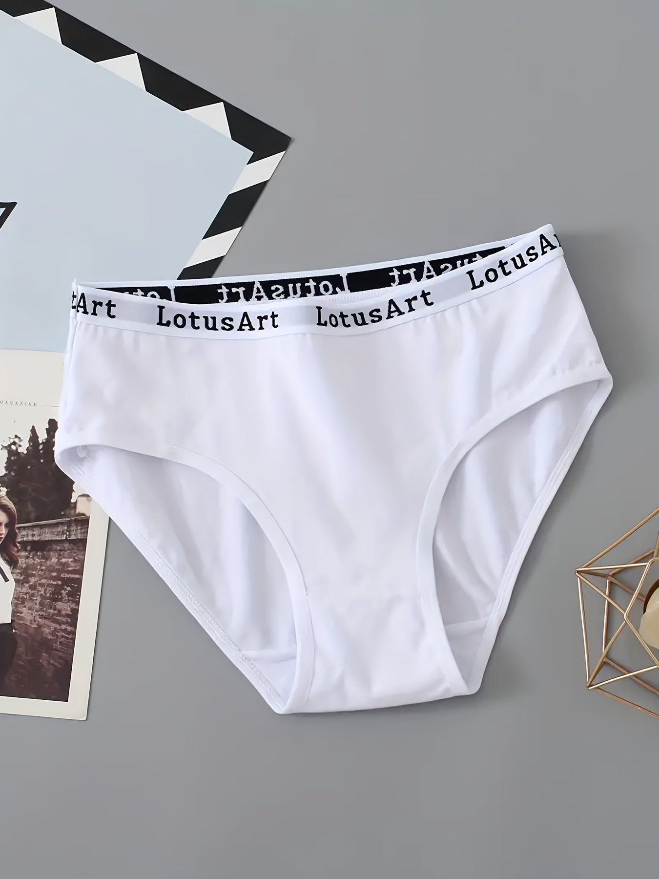 5pcs Letter Print Briefs Comfy Stretchy Panties Women's Lingerie