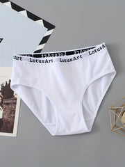 5pcs Letter Print Briefs Comfy Stretchy Panties Women's Lingerie