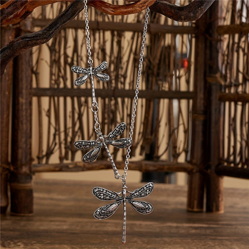 Vintage Dragonfly Pendant Necklace For Women Bohemian Charm Necklace