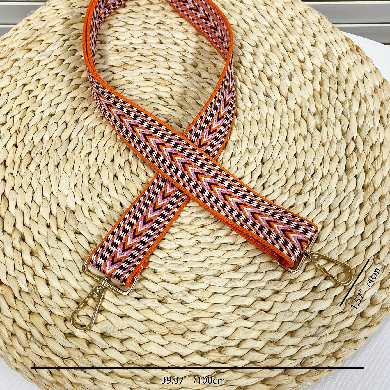 Colorblock Straw Bag Strap Adjustable For Shoulder Bag