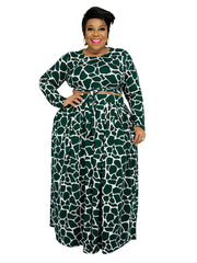 Women's Graphic Print Crop Top & Wide Leg Pants 2pcs Set