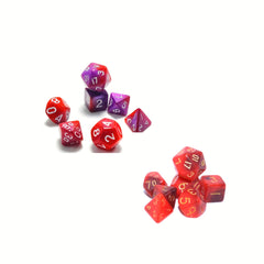 Mini Dice Set Red & Purple Polyhedral Dice for Board Game