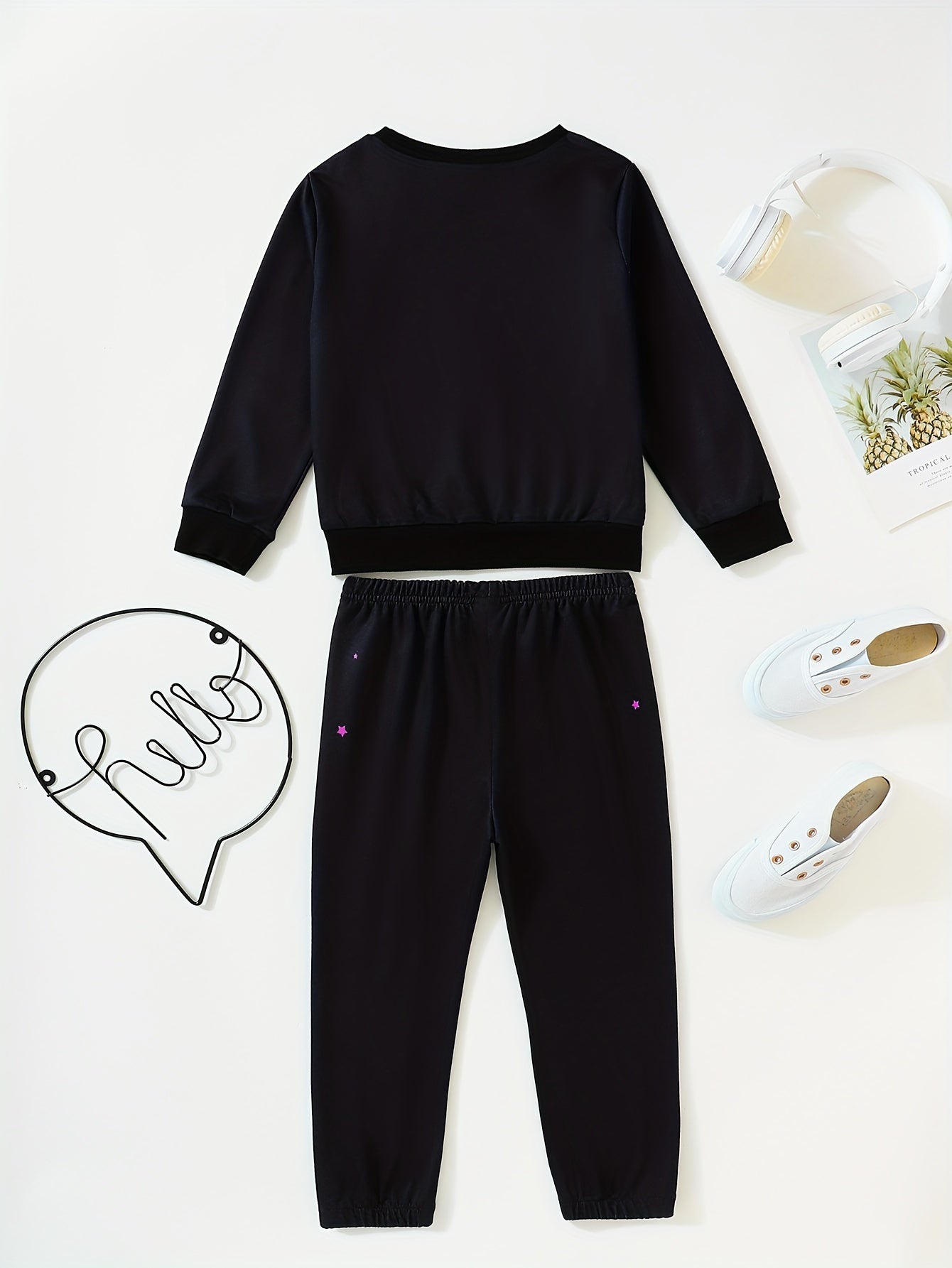Toddler Boy's Bear Pattern Outfit 2pcs Sweatshirt & Sweatpants Set