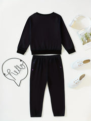 Toddler Boy's Bear Pattern Outfit 2pcs Sweatshirt & Sweatpants Set