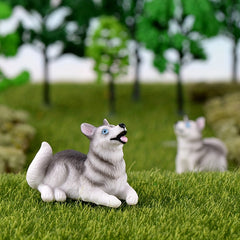 Husky Statue Micro Landscape Decoration - Small Dog Animal DIY Bonsai Accessorie