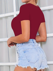 Sexy Short Sleeve Cut Out Bodysuit for Women