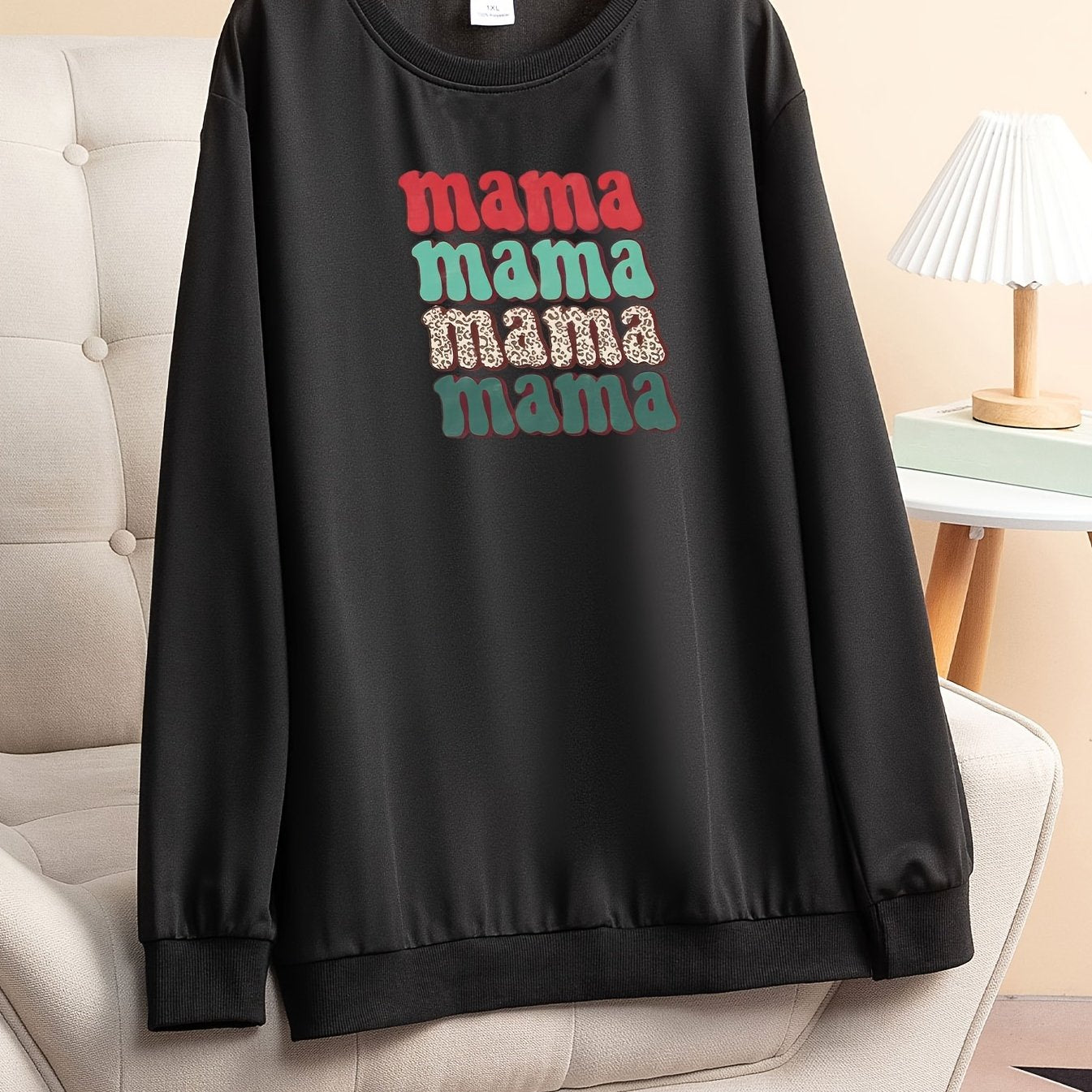Women's Plus Size Colorful Letter Print Lounge Top