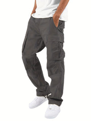 Men's Heavyweight Cargo Pants Elastic Waist Jogger Sweatpants