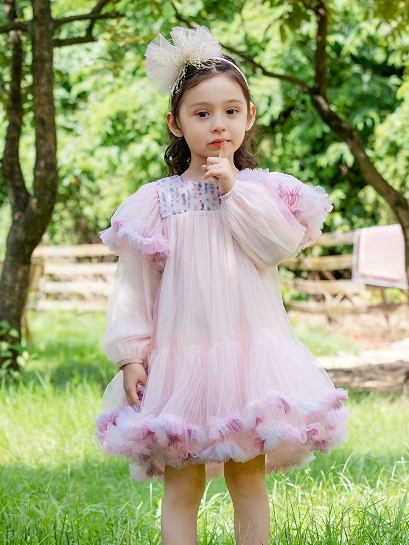 Princess Girls Layered Tutu Dress Romantic Ombre Swing Dress