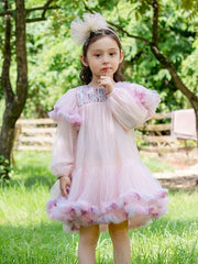 Princess Girls Layered Tutu Dress Romantic Ombre Swing Dress
