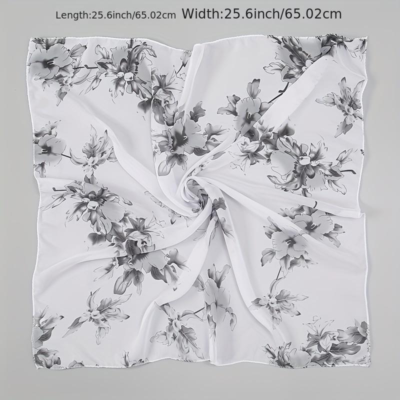 Flower Print Chiffon Scarf Square Shawl Casual Neckerchief