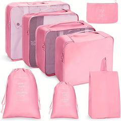 8-Pcs Travel Luggage Bag Set - Dustproof Clothes Organizers