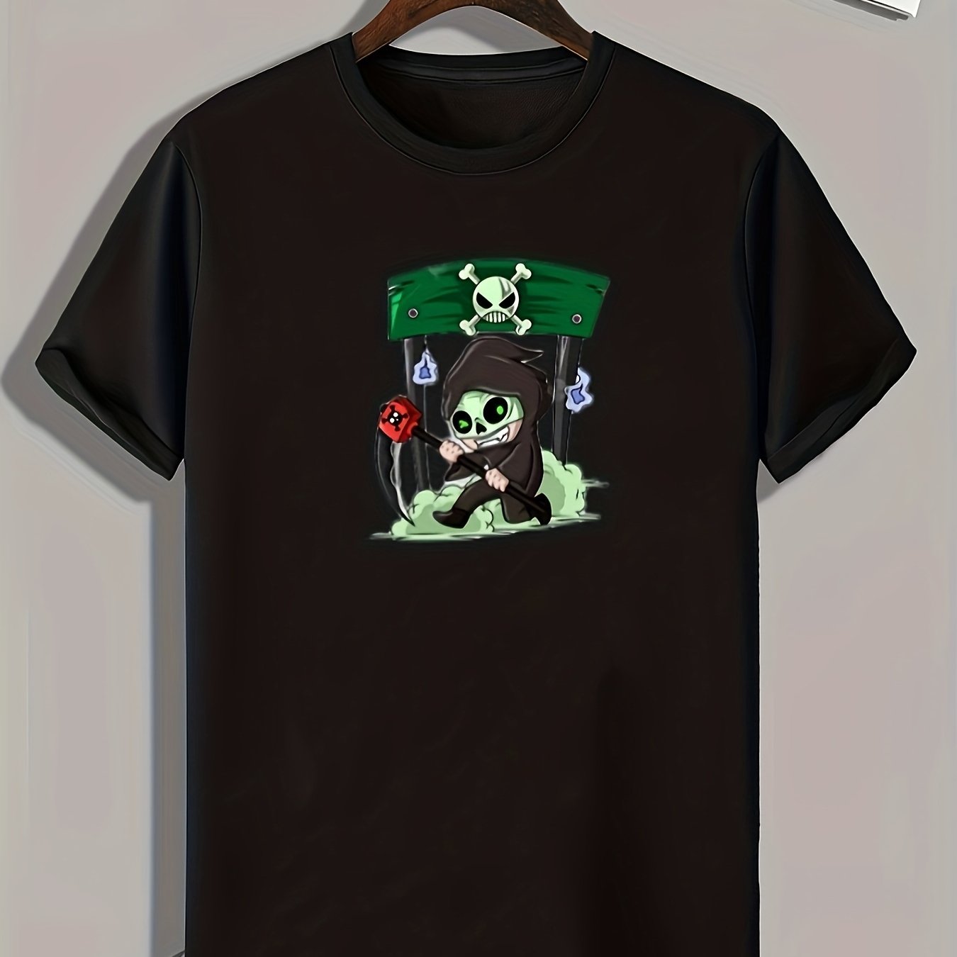 Skeleton Print Men's Graphic T-shirt for Summer